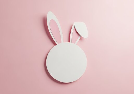 Easter Bunny Ears Headband Minimalist White Circle Pink Background