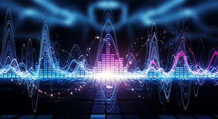 Abstract Music Wave Visualization, Sound Equalizer, Digital Audio Technology