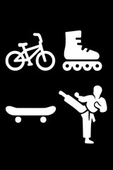 Fototapeta premium vector illustration sketchbook, bicycle, roller skates and karate 