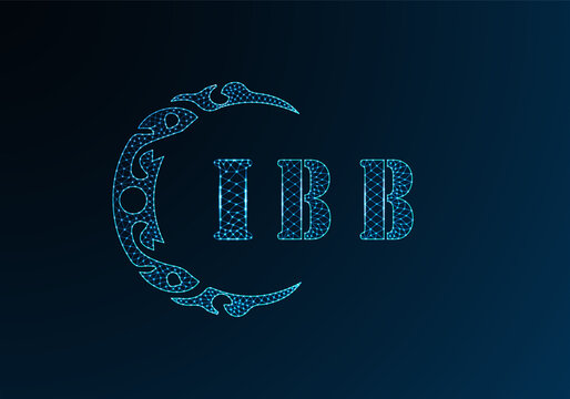 Low poly letter logo IBB design. IBB letter logo low poly vector design on blue color gradient background. IBB logo low poly design
