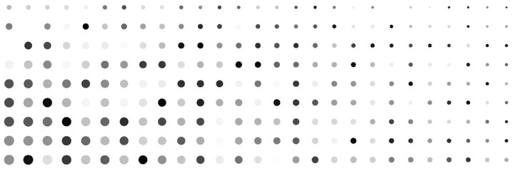 Fototapeta premium Abstract monochrome halftone pattern. Futuristic panel. Grunge dotted backdrop with circles, dots, point. Design element for web banners, posters, cards, wallpapers, sites. Black and white color