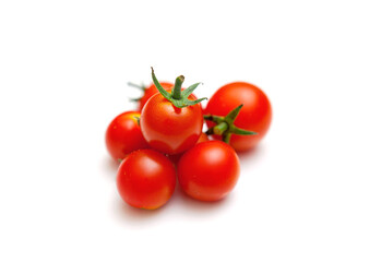 Cherry tomatoes isolated on white background.
