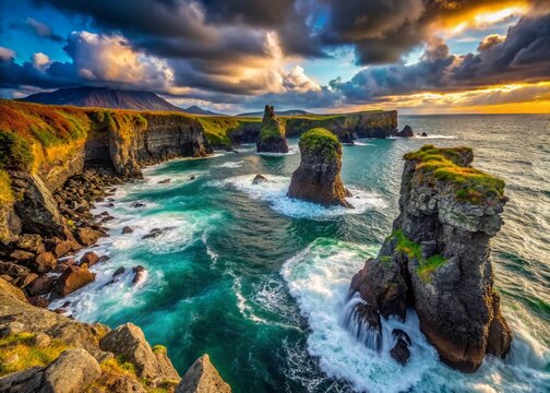 Dramatic Coastal Cliffs of Arnarstapi, Iceland: Stunning Ocean View Landscape