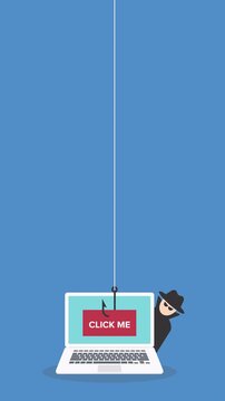 Hacker using click me bait to steal confidential data, personal information and credit card detail. Hacking concept