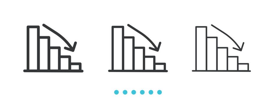 Descending Bar Chart icon. Thin line icon vector