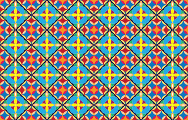 Geometric vector background with sacral tribal ethnic elements. Traditional triangles gypsy geometric forms sprites tribal themes apparel fabric tapestry print