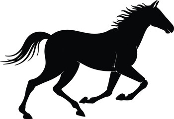 Silhouette of a galloping horse in black color vector illustration