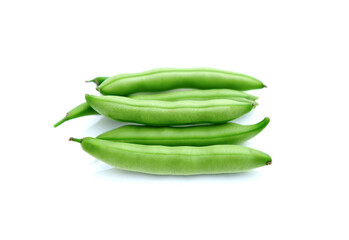Fresh green beans isolated on white background