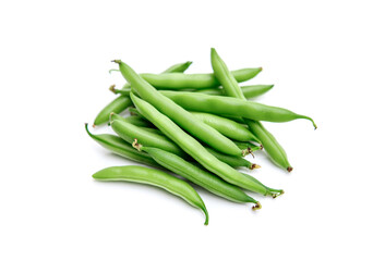 Fresh green beans isolated on white background