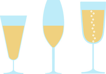 Bottle of champagne with flying cork with gold label for Christmas and New Year, Happy Birthday greetings, splashes explosion of sparkling wine. Drinking wineglass with bottles in ice bucket. Holiday