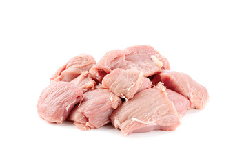 Raw turkey meat isolated on white background with spices.