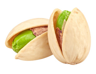 Two Variations of Ripe Pistachios — isolated on transparent background