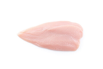 Raw turkey fillet isolated on white background.