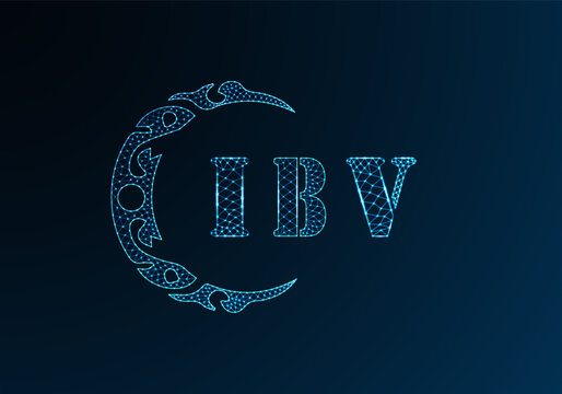 Low poly letter logo IBV design. IBV letter logo low poly vector design on blue color gradient background. IBV logo low poly design