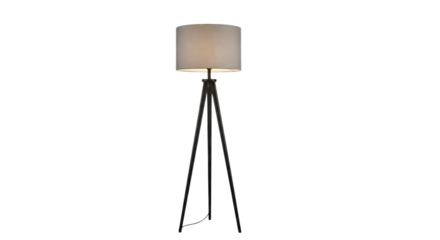 Elegant tripod floor lamp isolated on transparent background, home decor