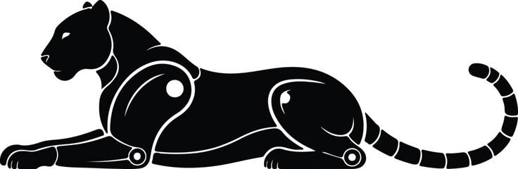Silhouette robotic black panther lying down poses creatively vector illustration © Mohammad Forkan
