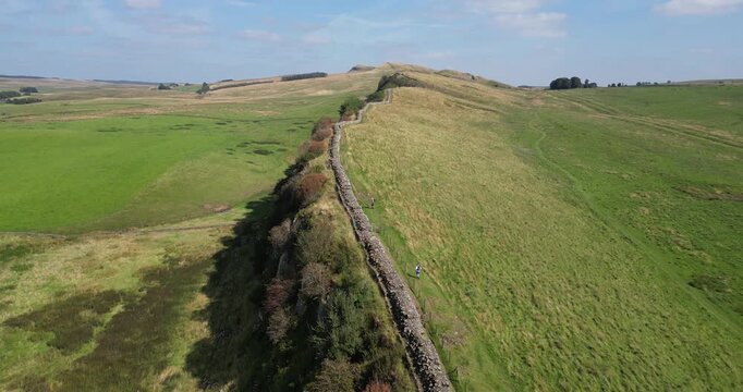 Hadrian's Wall - Aerial View - England, Northumberland, Melkridge, United Kingdom