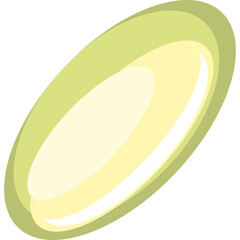Abstract Elliptical Shape With Graduated Shades of Pale Yellow and Light Green Against Transparent Background