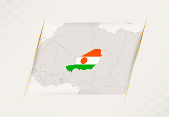 Niger Country Map Featuring National Flag Colors.