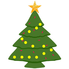 Christmas tree with lights and a shining star.eps