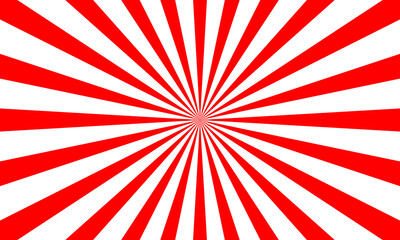 Red and white radial burst background with dynamic sun rays pattern