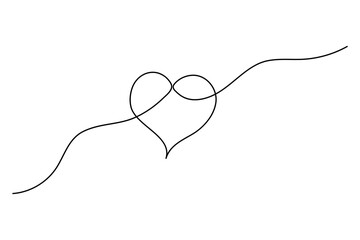 Obraz premium Heart continuous one line drawing minimalist love symbol isolated outline vector illustration