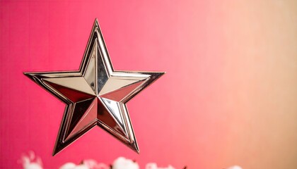 Silver Star on Pink and Orange Gradient Background