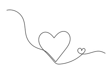 Fototapeta premium Heart continuous one line drawing minimalist love symbol isolated outline vector illustration