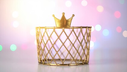 Gold Crown on Lattice Base with Soft Bokeh Lights