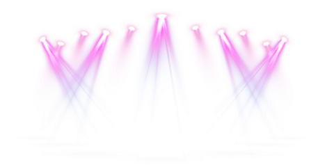 Concert stage lighting with pink beams .PNG overlay