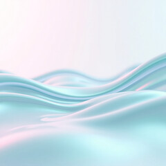 Fototapeta premium 3D waves of liquid chrome frozen in motion, reflecting a vibrant pastel light. A minimalist, surreal background with smooth reflections.