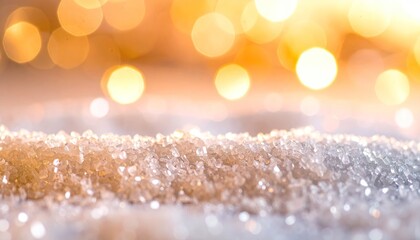 Sparkling Sugar Crystals with Warm Golden Bokeh