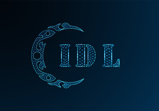 Low poly letter logo IDL design. IDL letter logo low poly vector design on blue color gradient background. IDL logo low poly design