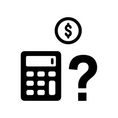 Calculate the Cost Budget Calculator Icon with Question Mark for Financial Uncertainty