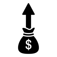 Money Bag With Upward Arrow Icon Representing Financial Growth And Profit