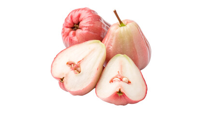 Fresh guavas displayed showcasing their vibrant color and juicy flesh on a transparent background