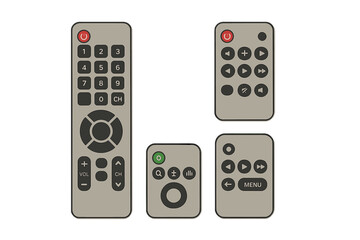 Collection of modern electronic remote control devices for TV and home entertainment systems