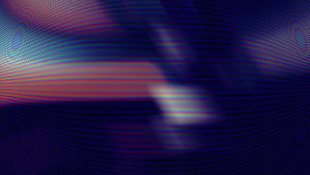 Dark futuristic background with chromatic aberration effect and digital glitch TV screen texture overlay