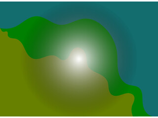 This abstract vector image features bold, layered color waves in organic shapes, blending retro tones like pink, green, blue, and beige to create a vibrant, fluid, and dynamic visual composition