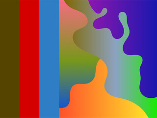 This abstract vector image features bold, layered color waves in organic shapes, blending retro tones like pink, green, blue, and beige to create a vibrant, fluid, and dynamic visual composition