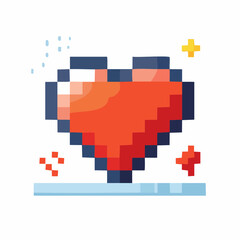 Obraz premium Pixelated Heart Icon Love and Affection Symbol with Digital Art and Graphic Design Elements