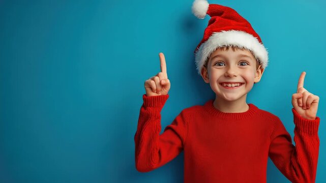 elf character pointing sideways at empty space for text bright studio background festive christmas concept playful cheerful holiday stock photo composition