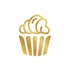 Golden Cupcake Icon with Gradient Effect
