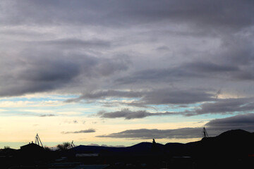 View of beautiful colorful sunset sky.