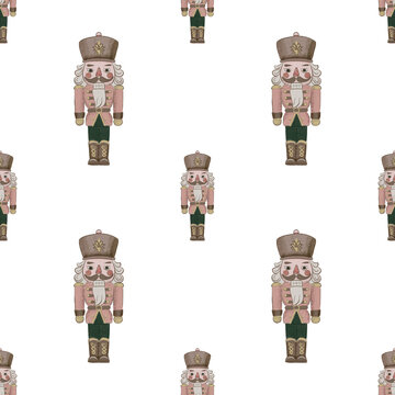 Nutcracker Ballet Winter Seamless Pattern