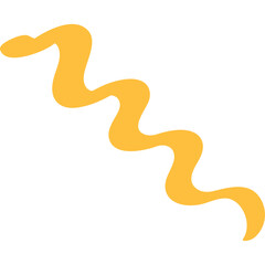 A simple yellow wavy line symbol on a white background representing a fluid shape or abstract...