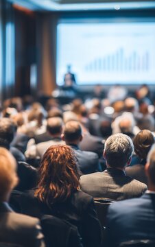 large crowd listening to speaker at conference