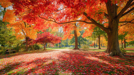 Beautiful and peaceful park in the fall season
