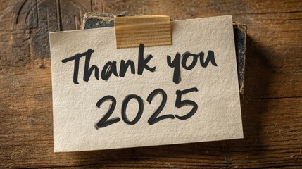 Thank you message for 2025 written on a paper note