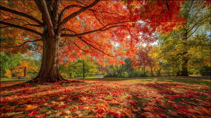 Beautiful and peaceful park in the fall season